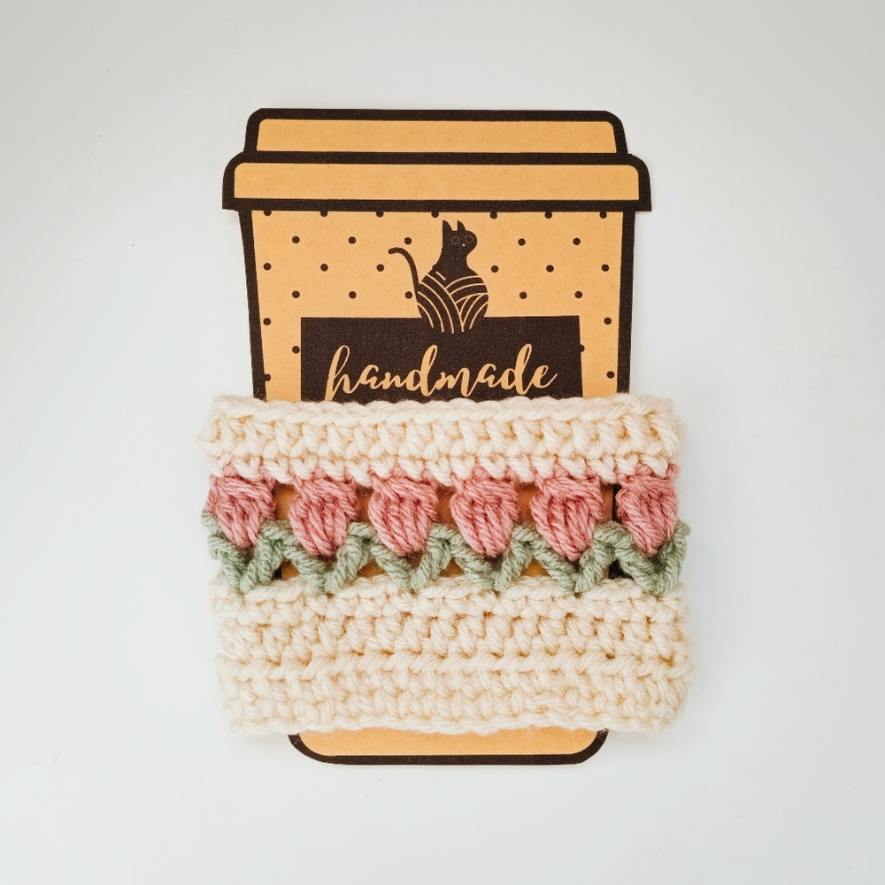 🌷Handmade Crochet Floral Cup Sleeve